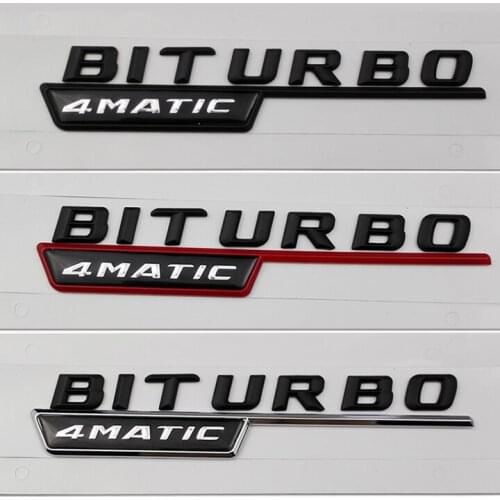 2PCS Car Accessories BITURBO TURBO 4MATIC Side Sticker Body Trunk Emblem Badge for Mercedes Benz W203 W204 W210 W211 W205 CLA
