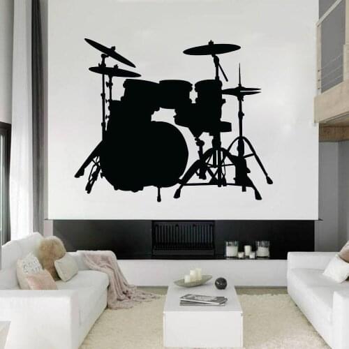 Drum Wall Sickers For Kids Bedroom Living Room Decal Music Art Decoration Vinyl Home Wallpaper Removable Single Color S031