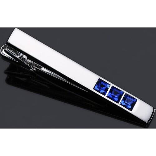 Free Delivery, New Fashion Mens Shirt Tie Clip Blue Crystal Tie Clip Senior Designer Exclusive Design Mens Tie Clip