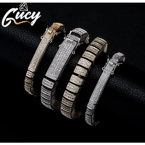 GUCY Hip Hop 6MM/10MM Bling Iced Out Cubic Zirconia Bracelet Geometric AAAA Cubic Zirconal Bracelets Men Women Jewelry