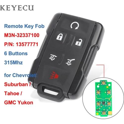 Keyecu Replacement Remote Control Key Fob 6 Button 315MHz for Chevrolet Tahoe Suburban GMC Yukon 2015 2016 FCC: M3N-32337100