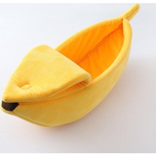 Banana Cat Bed House Cute Cozy Cat Mat Beds Warm Durable Portable Pet Basket Kennel Dog Cushion Cat Supplies Multicolor WY70201