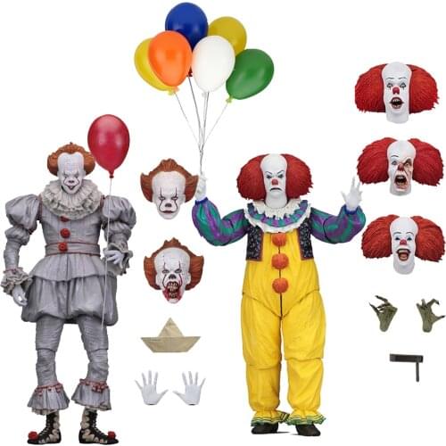 Horror Movie Character NECA Joker With Balloons Pennywise Action Figure Model Toy for Christmas Halloween Gifts