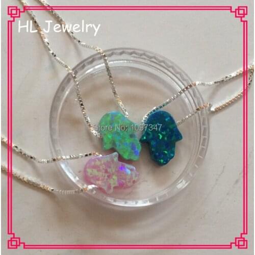 HL Jewelry Promotion 30PCS/Lot 3Color OP10/Op11/OP36 8*10MM Tiny Hamsa Opal Necklace