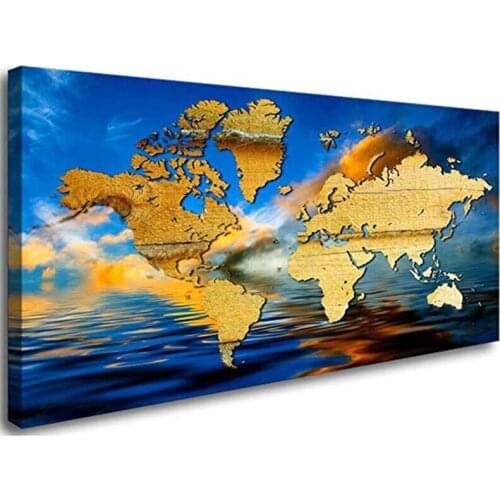 Blue Golden world map full square Diy diamond painting sale round diamond embroidery Europe office decor Christmas giftZP-1447