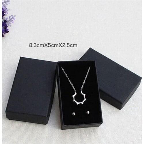 No Logo For Jewelry Bracelet Necklace Ring Earrings Packing Boxes 6 Sizes Brand Black Paper Packing Gift Boxes