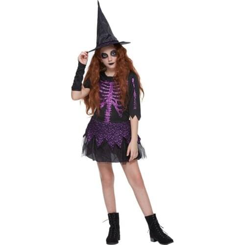 Halloween Cosplay2021 Purple Witch Acting Costume Nursery School Party Activities Makeup Horror Funny Character Costume