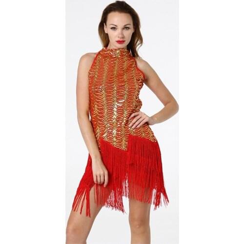 Europe and the United States new sequins tassels Latin dance samba costume adult womens dance performance clothing latin dress