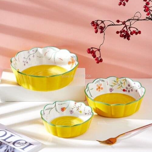 Creative Flower Shaped Bowl for Eating Large Capacity Instant Noodle Bowl Fruit Soup Bowl Flowers Dormitory Canteen Household