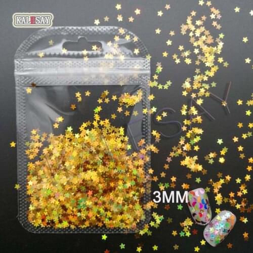 Laser Gold Glitter Nail Art Sequins Holographic Rectangle Stars Moon Manicure Slice Nails Art Decorations Makeup Flakes