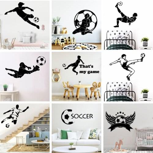 Cartoon Soccer Player Wall Sticker Vinyl Wallpaper For Kids Rooms Decor Football Vinyl Mural Decal Baby Room Stickers Mural