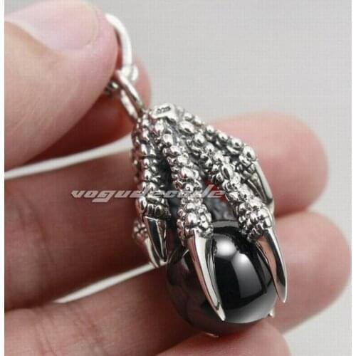 Dragon Claw 925 Sterling Silver Mens Pendant 8C002(Necklace 24inch)
