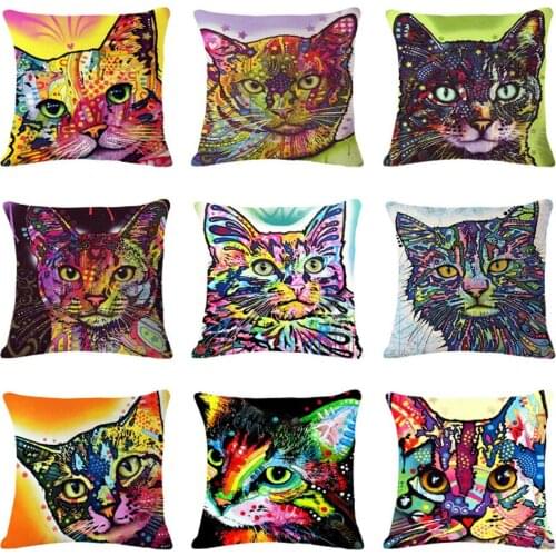Painted cartoon cat Cushion cover, Quilt cover, Pillow and pillowcase, Sofa cover, Living room decoration pillowcase