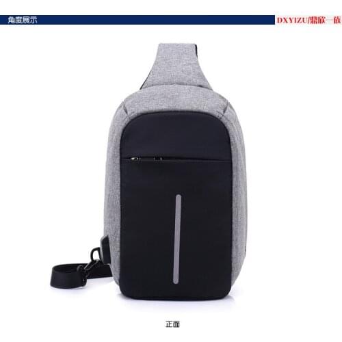 New waterproof outdoor riding anti-theft male chest bag USB charging multi-layer diagonal bag multi-layer storage messenger bag