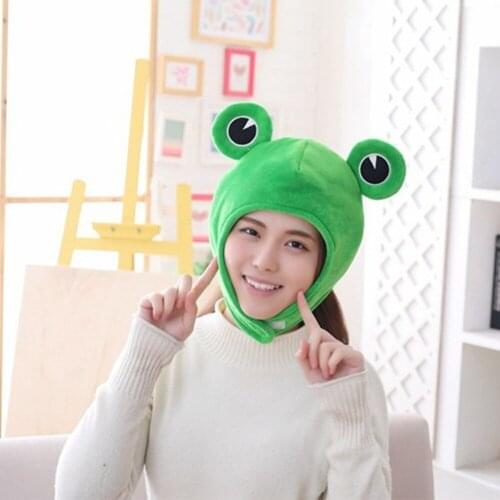 Novelty Funny Big Frog Eyes Cute Cartoon Plush Hat Toy Green Full Headgear Cap Cosplay Costume Party Dress Up Photo Prop 2021