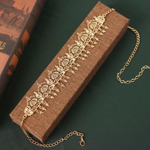 RLOPAY New Rhinestone Headbands for Women Gold Wedding Hair Accessories Arabic Hair Chain for Women with Crystal Rhinestone