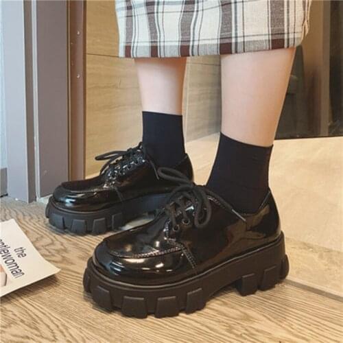 Japanese new fashion thick-soled lace small shoes trend British style simple casual single shoes womens shoes hot