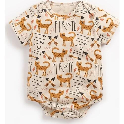 Infant Clothing 100% Cotton Cartoon Print Short Sleeve Baby Rompers Newborn Casual Baby Boys Girls Clothes Overalls roupas