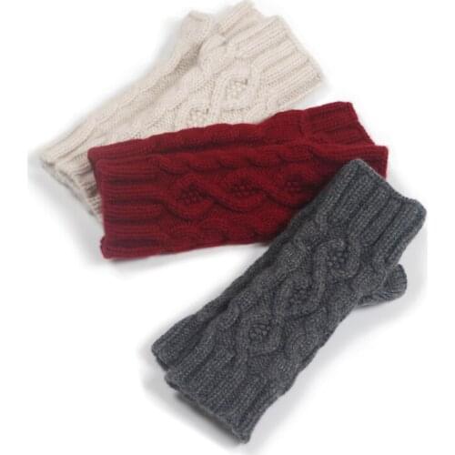 Pure cashmere hand-knit thickening fingerless gloves winter extended hand men and women