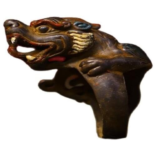 Early collection Nepal copper tire pure hand painted dragon head ring early collection