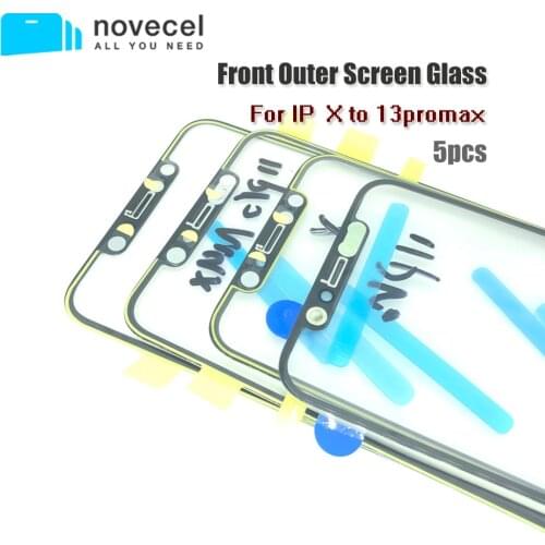 5pcs Original Quality LCD Touch Glass Lens for iPhone X XR XS Max 11 12 Pro max 12mini Cracked Outer Screen Glass Replacement