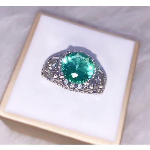 S925 Silver Green Diamond Rings Woman Wedding Love Couple Ring Nose Fine Jewelry Luxury Vintage Silver Silicone Ring for Women