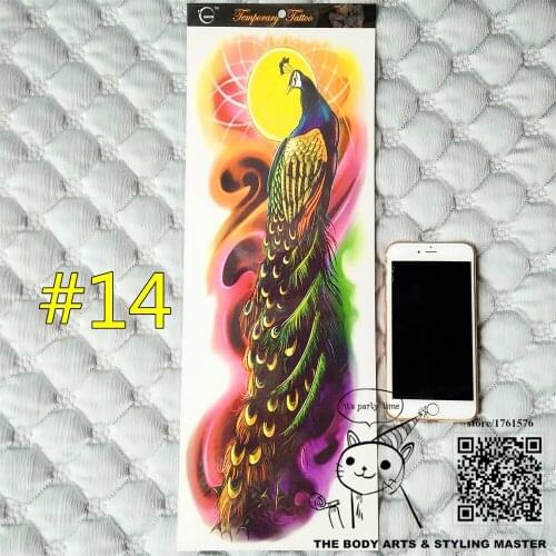 SHNAPIGN "The Peacock" Full Sleeve Arm Temporary Body Art, 48*17cm Flash Tattoo Stickers, Waterproof Sex Products Henna Tatoo