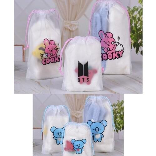 2Pcs Cute Cartoon Makeup Storage Bag Travel Shoe Bag Waterproof Transparent Cosmetic Bag Toiletries Shoe Storage Organizer