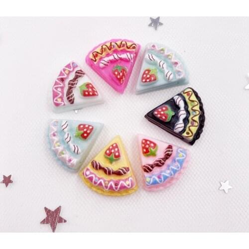 Resin Lovely 3D Colorful Strawberry Triangle Pizza Flatback Stone Cake Home Decor Appliques 12pcs DIY Wedding Scrapbook Crafts