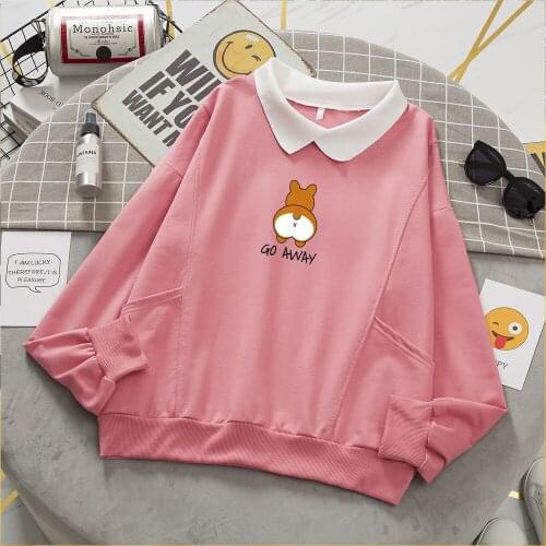 Cute Funny Shiba Inu Sweatshirt Harajuku Graphic Ladies Hoodies Cartoon Long Sleeve Pocket Cotton Turn-down Collar Sweatshirts