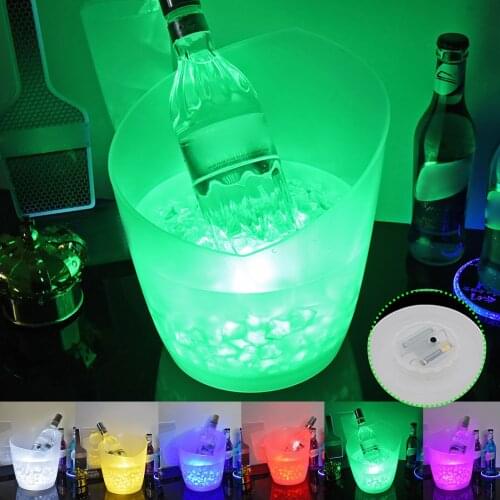 5L Waterproof Plastic LED Ice Bucket Bar Nightclub Light Up Champagne Whiskey Beer Bucket Bars Night Party 7 Color Light Decor