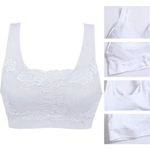 Womens Bra Without Frame bones top Female Pitted Wireless bra Tube Top With Front Lace Cover Sports Bra seamless plus Solid