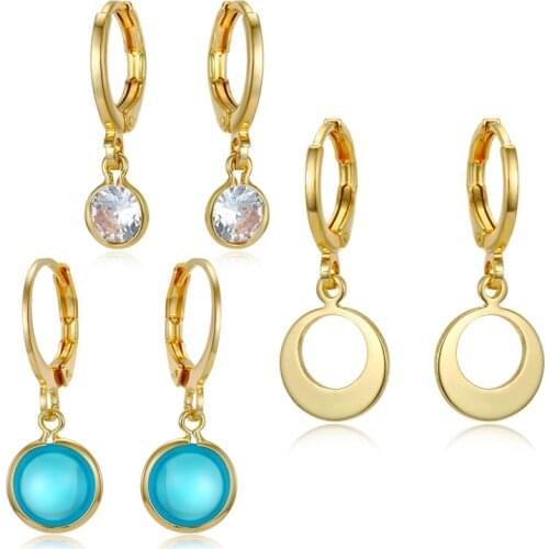 1Pair Simple Cute Hollow Round Zircon Hoop Earrings For Women Trendy Gold Metal Color Mini Small Circle Earrings Jewelry E468