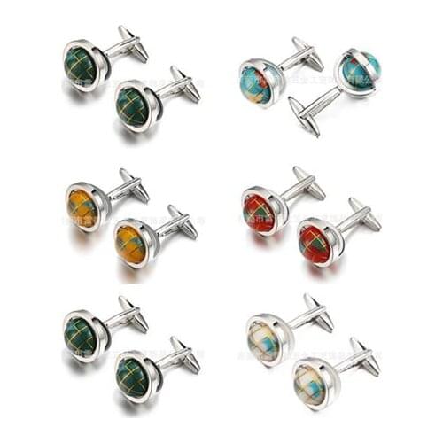 10Pairs/lot Rotatable Globe Cufflinks Blue Planet 3D Earth Globe Cuff Link World Map Cufflink Mens Jewelry Wholesale