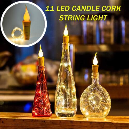 11Led Candle String Light Candle Wine Bottle Cork Battery Powered Fairy Night Lamp for Home Wedding Valentines Decoration