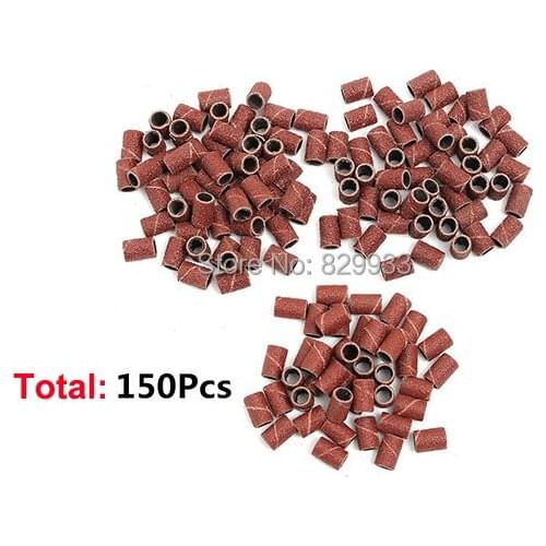 150pcs Acrylic Sanding Band Drill File Machine Bits Nail Art Manicure Pedicure Salon School Replacement Bits Tools #120 #180 #80