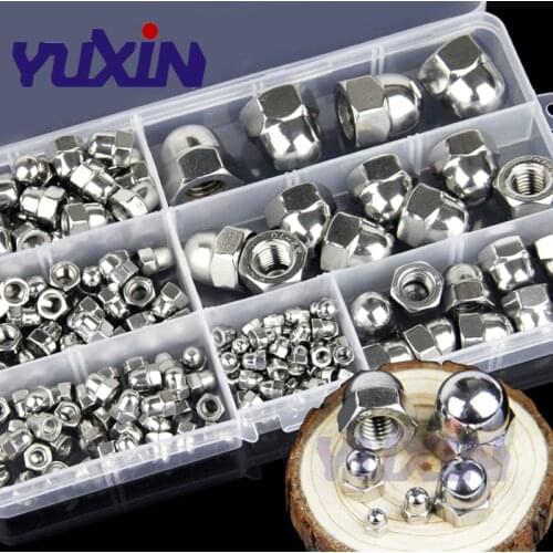 172pcs DIN1587 Acorn Nut Set M3-M12 A2-70 304 Stainless Steel Hexagon Dome Cap Nut Blind Nut Assortment Kit