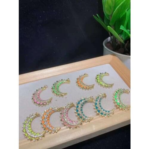 2pairs/lot Womens High Quality New Moon shape jewelry accessories CZ Pendants