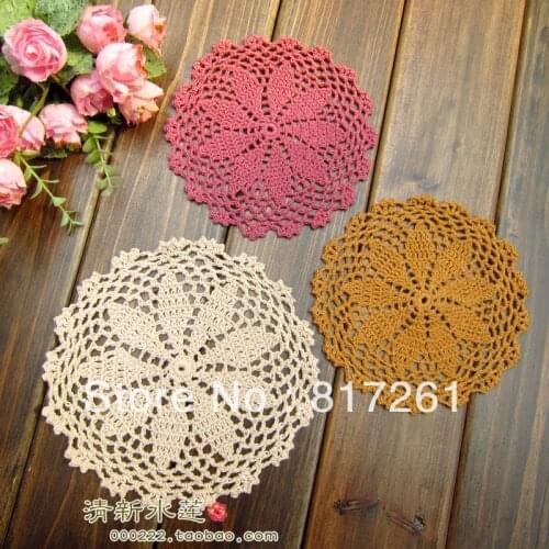 20 pcs new arrival crochet cup and pad rustic 100% cotton decoration round pad table mat heat insulation pad lace doilies mat