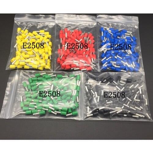 200Pcs/Pack E2508 Tube 2.5MM2 Insulated Cable Wire Connector Crimp Terminal