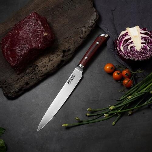 2018 KEEMAKE Professional 8" Slicing Knife German 1.4116 Steel Blade Kitchen Knives Sharp Meat Cut Chef Knife Color Wood Handle