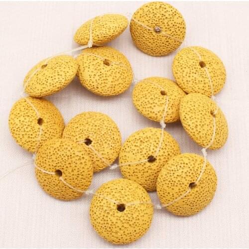 26mm Yellow Volcanic Lave Stone Round Loose beads 15",Min.Order $10,we provide mixed wholesale for all items