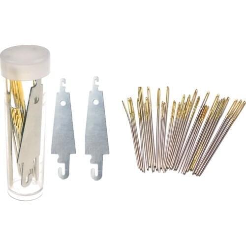 30pcs 3.4cm 3.7cm 4.1cm Embroidery Cross Stitch Needles Hand Sewing Needles Gold Eye With Threaders Home DIY Sewing Accessories