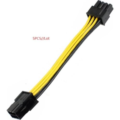 5pcs/Lot 6 Pin to 8 Pin Male PCI Express Power Converter Cable CPU Video Graphics Card 6Pin to 8Pin PCIE Power Cable