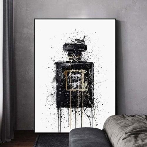 Abstract Art Canvas Painting Wall Poster and Prints Modern Abstract Black Perfume Bottle Pictures for Living Room Home Decor