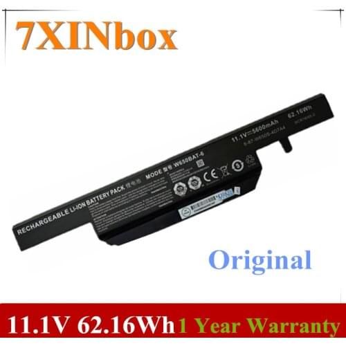 7XINbox 11.1V 5600mAh 62.16Wh Original W650BAT-6 Laptop Battery For CLEVO W650DC W650RB W650RC W650RC1 W650RN 6-87-W650S-4D7A2