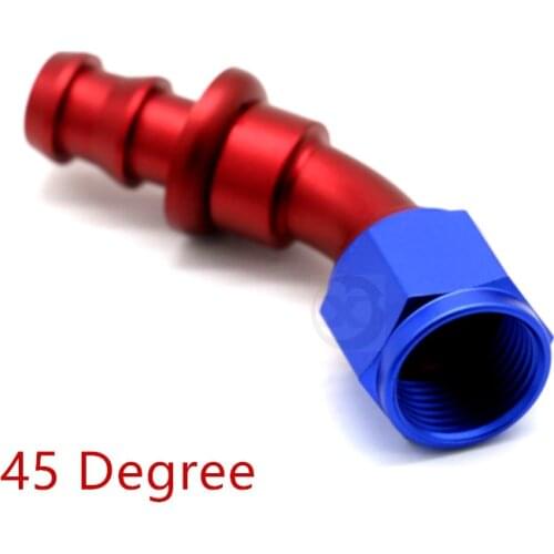 AN8 Aluminum 45 Degree Fuel Push On Fittings Oil Cooler Hose Fittings Reusable Hose End Oil