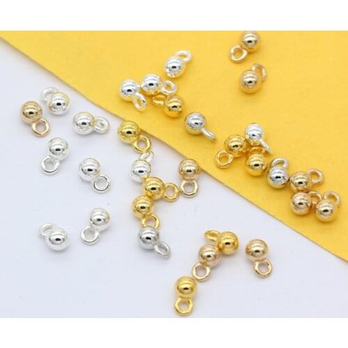 100p 4.2x7mm Round Ball Metal Extender Chain charms Pendant fittings Chain End beads Jewelry making Findings wholesale suppliers