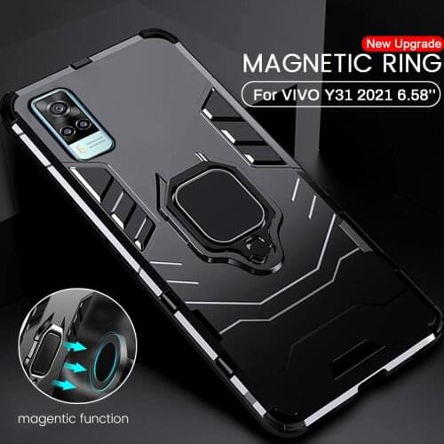 For Vivo Y51 2020 6.58" Case Armor PC Cover Finger Ring Holder Phone CaseFunda For Vivo Y31 Y51 Y72 Y51A Y 51 Y 31 2021