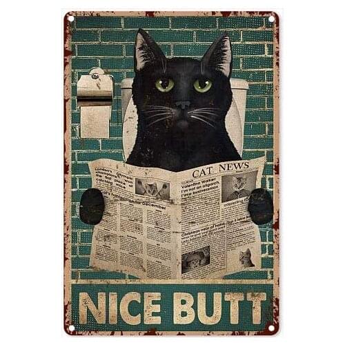 Eeypy Retro Tin Sign Cat Toilet Paper Tin Sign Retro Kitchen Restaurant Farm Bathroom Man Cave Farm Bathroom Toilet Wall